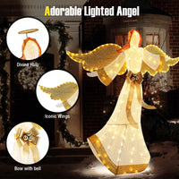 160CM Christmas Pre-Lit Angel, Outdoor Lighted Angel w/ Halo