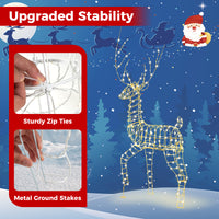 180CM Pre-Lit Christmas Reindeer, 3D Buck Xmas Decoration with 300 Warm White LED Lights