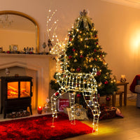 180CM Pre-Lit Christmas Reindeer, 3D Buck Xmas Decoration with 300 Warm White LED Lights