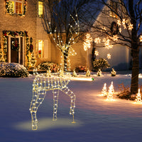 180CM Pre-Lit Christmas Reindeer, 3D Buck Xmas Decoration with 300 Warm White LED Lights