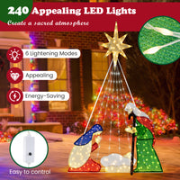 180CM Lighted Nativity Scene, Holy Family Set Christmas Decoration with 240 LED Lights
