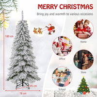 1.8M Pre-Lit Xmas Snowy Tree w/697 Branches 3 Lighting Modes&4 Brightness Levels