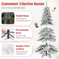 1.8M Pre-Lit Xmas Snowy Tree w/697 Branches 3 Lighting Modes&4 Brightness Levels