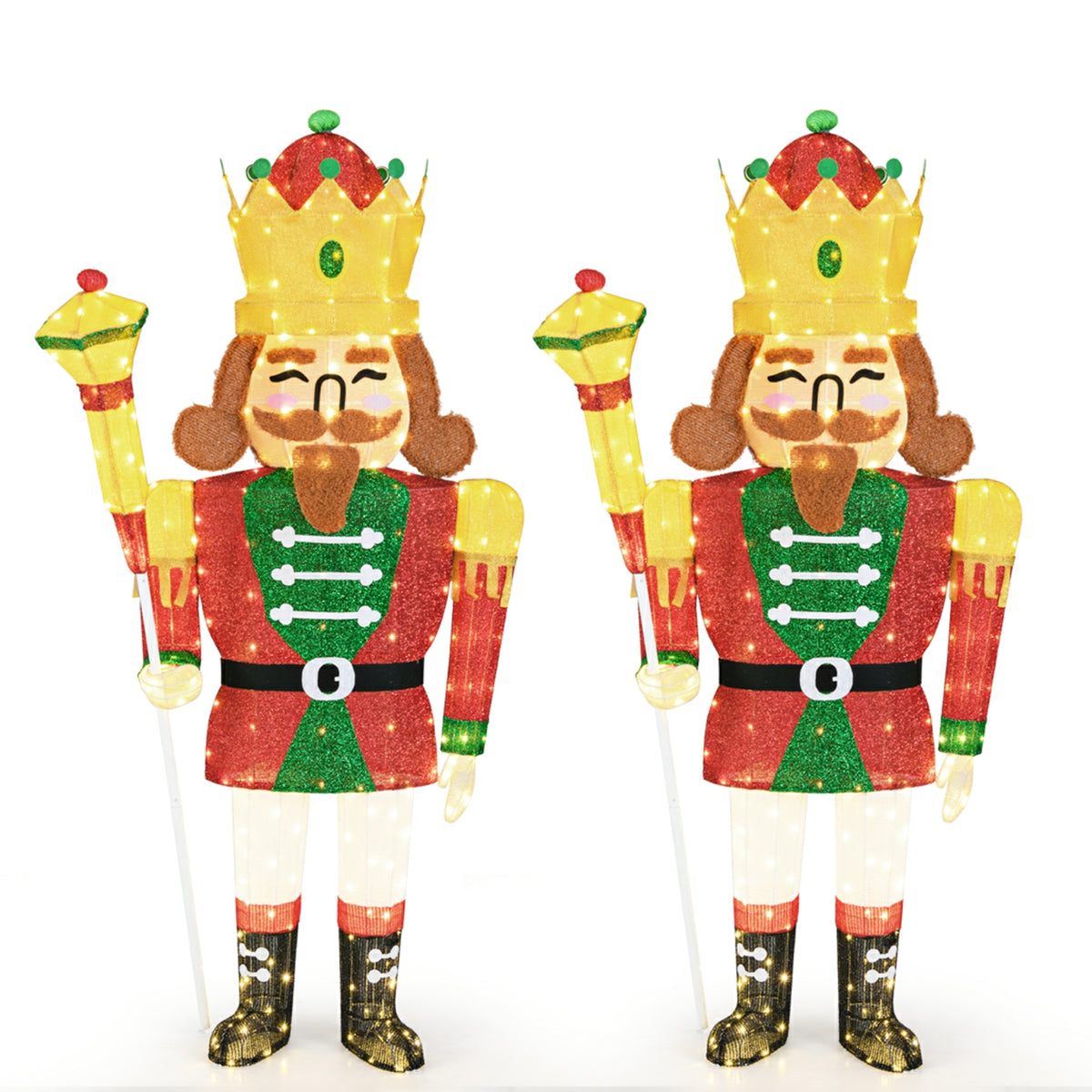 1.8M Pre-lit Christmas Nutcracker King w/ Crown & Scepter Xmas Decor w/ 236 LEDs