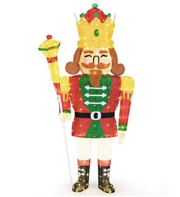 1.8M Pre-lit Christmas Nutcracker King w/ Crown & Scepter Xmas Decor w/ 236 LEDs