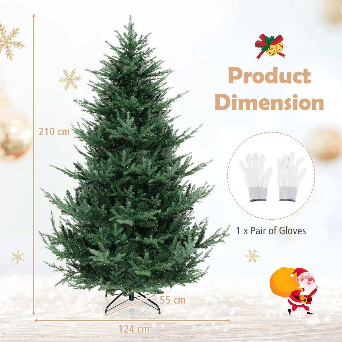 1.8M/2.1M Pre-lit Artificial Christmas Tree with 778/1090 Branch Tips and 240/340 Warm White LED Lights