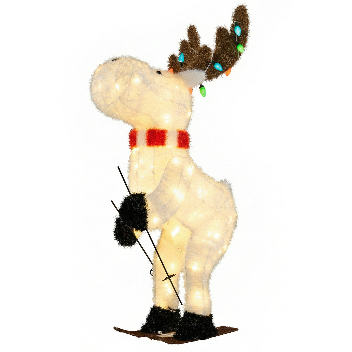 111 CM Animated Christmas Reindeer with 12 Colorful Lights and Ground Stakes