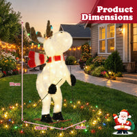 111 CM Animated Christmas Reindeer with 12 Colorful Lights and Ground Stakes