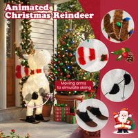 111 CM Animated Christmas Reindeer with 12 Colorful Lights and Ground Stakes