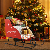Metal Christmas Santa Sleigh Basket, Xmas Santa's Gift Storage Sleigh