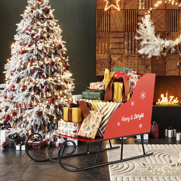 Metal Christmas Santa Sleigh Basket, Xmas Santa's Gift Storage Sleigh