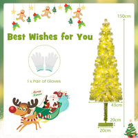 1.5/1.8M Whimsical Christmas Tree Pre-Lit Artificial Holiday Tree with Bendable Top