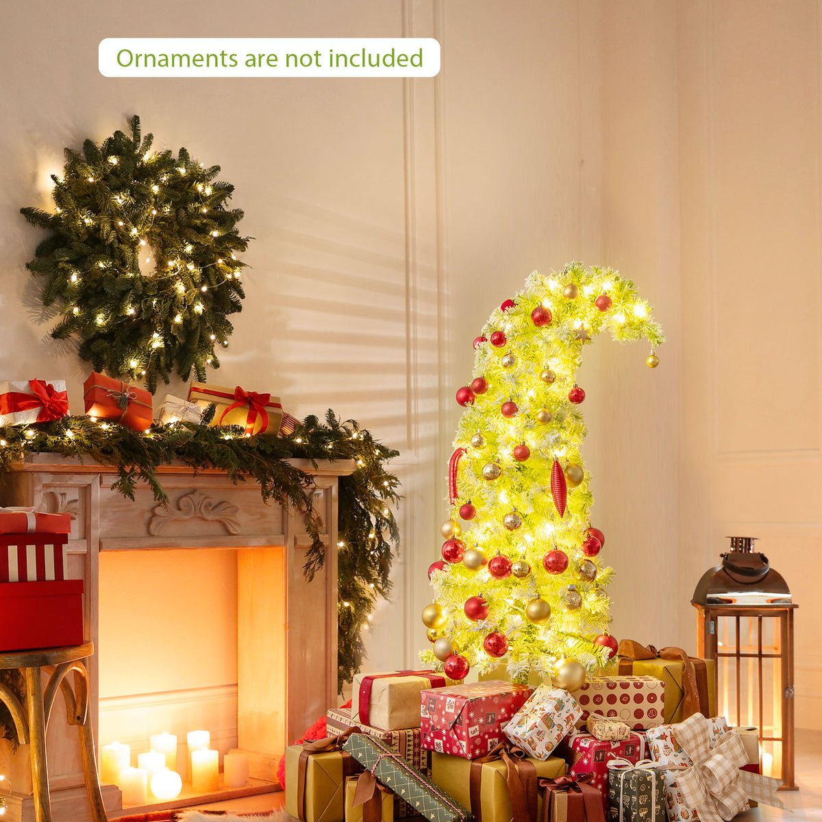 1.5/1.8M Whimsical Christmas Tree Pre-Lit Artificial Holiday Tree with Bendable Top