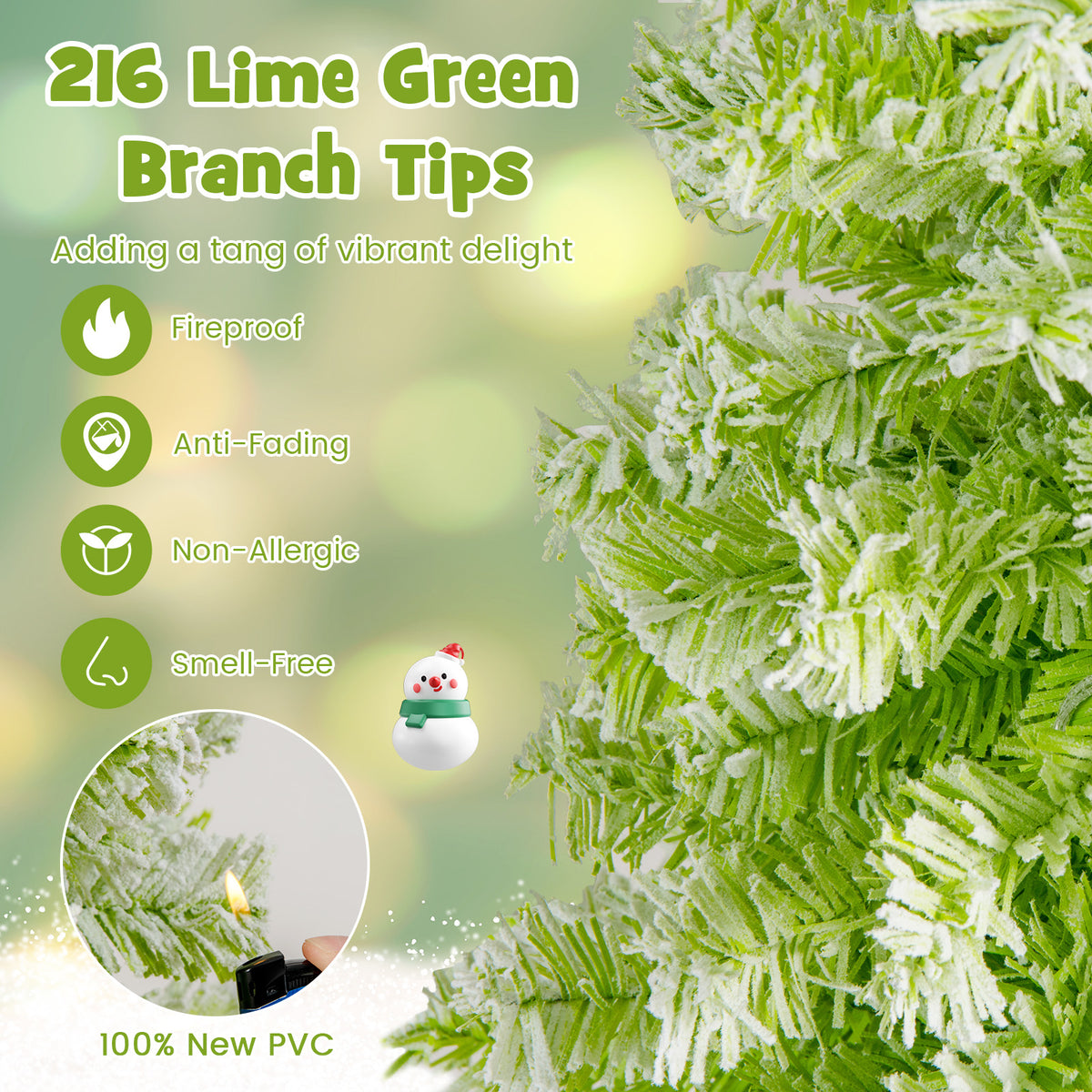 1.5/1.8M Whimsical Christmas Tree Pre-Lit Artificial Holiday Tree with Bendable Top