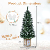 120cm Pre-lit Artificial Christmas Trees, Potted Xmas Tree w/ 80 Dimmable Warm White & Multi-colored LED Lights