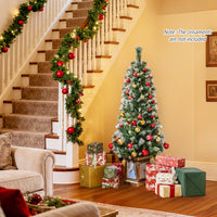 120cm Pre-lit Artificial Christmas Trees, Potted Xmas Tree w/ 80 Dimmable Warm White & Multi-colored LED Lights