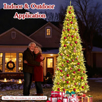 3.6M Tall Prelit Hinged Artificial Christmas Tree with 2517 PVC PE Branch Tips and 8 Expansion Screws