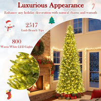 3.6M Tall Prelit Hinged Artificial Christmas Tree with 2517 PVC PE Branch Tips and 8 Expansion Screws