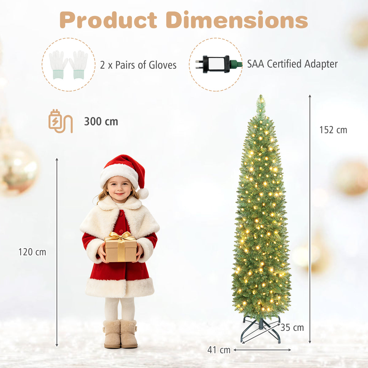 Artificial Christmas Tree with Branch Tips and Warm LED Lights