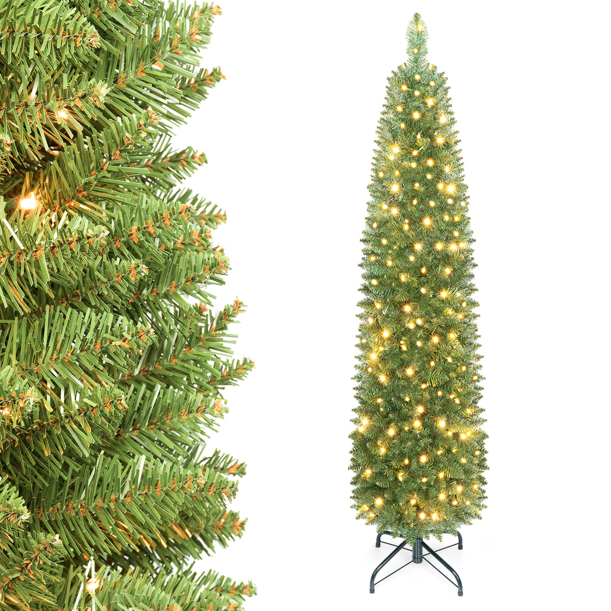 Artificial Christmas Tree with Branch Tips and Warm LED Lights