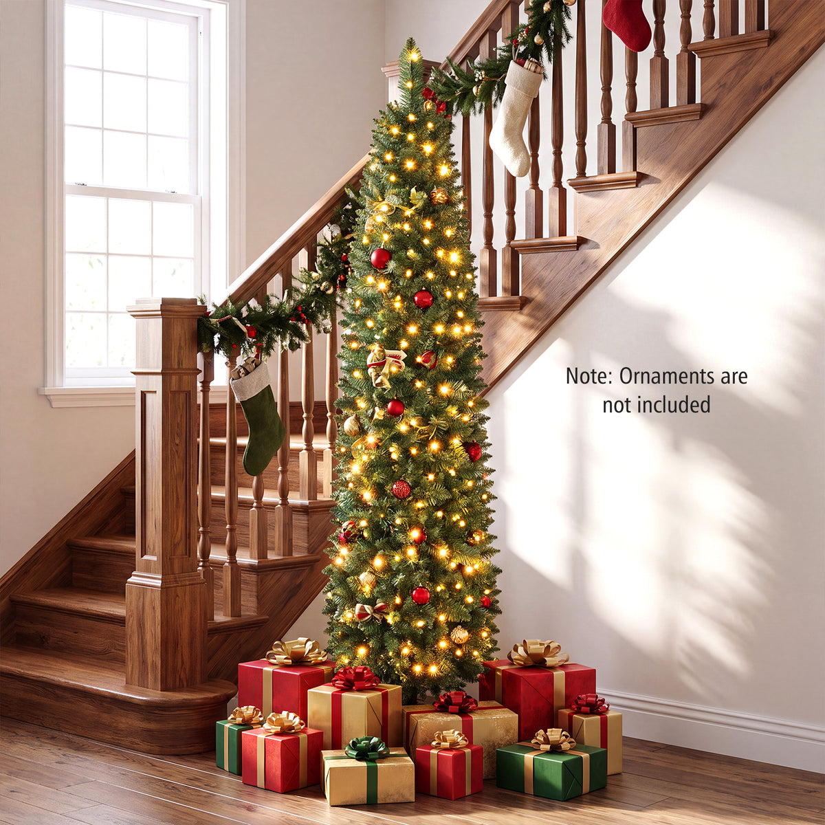Artificial Christmas Tree with Branch Tips and Warm LED Lights