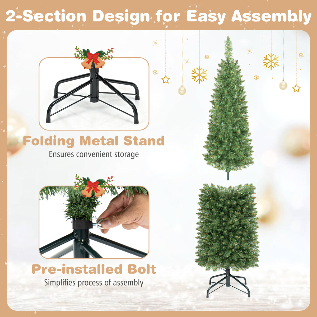 Artificial Christmas Tree with Branch Tips and Warm LED Lights