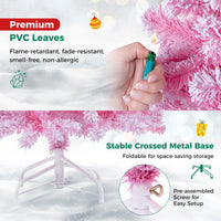 150/180/210cm Flocked Fir Christmas Tree with 432/570/738 Full Branch Tips and Warm White LED Lights