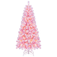 150/180/210cm Flocked Fir Christmas Tree with 432/570/738 Full Branch Tips and Warm White LED Lights