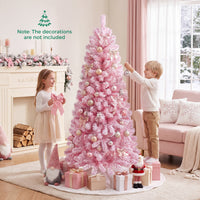 150/180/210cm Flocked Fir Christmas Tree with 432/570/738 Full Branch Tips and Warm White LED Lights