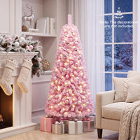 150/180/210cm Flocked Fir Christmas Tree with 432/570/738 Full Branch Tips and Warm White LED Lights