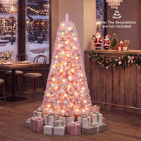 150/180/210cm Flocked Fir Christmas Tree with 432/570/738 Full Branch Tips and Warm White LED Lights