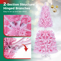 150/180/210cm Flocked Fir Christmas Tree with 432/570/738 Full Branch Tips and Warm White LED Lights