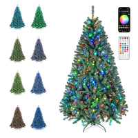 225/180cm Pre-lit Christmas Tree with 1542/1072 Branch Tips and 450/300 Multifunctional RGB Lights
