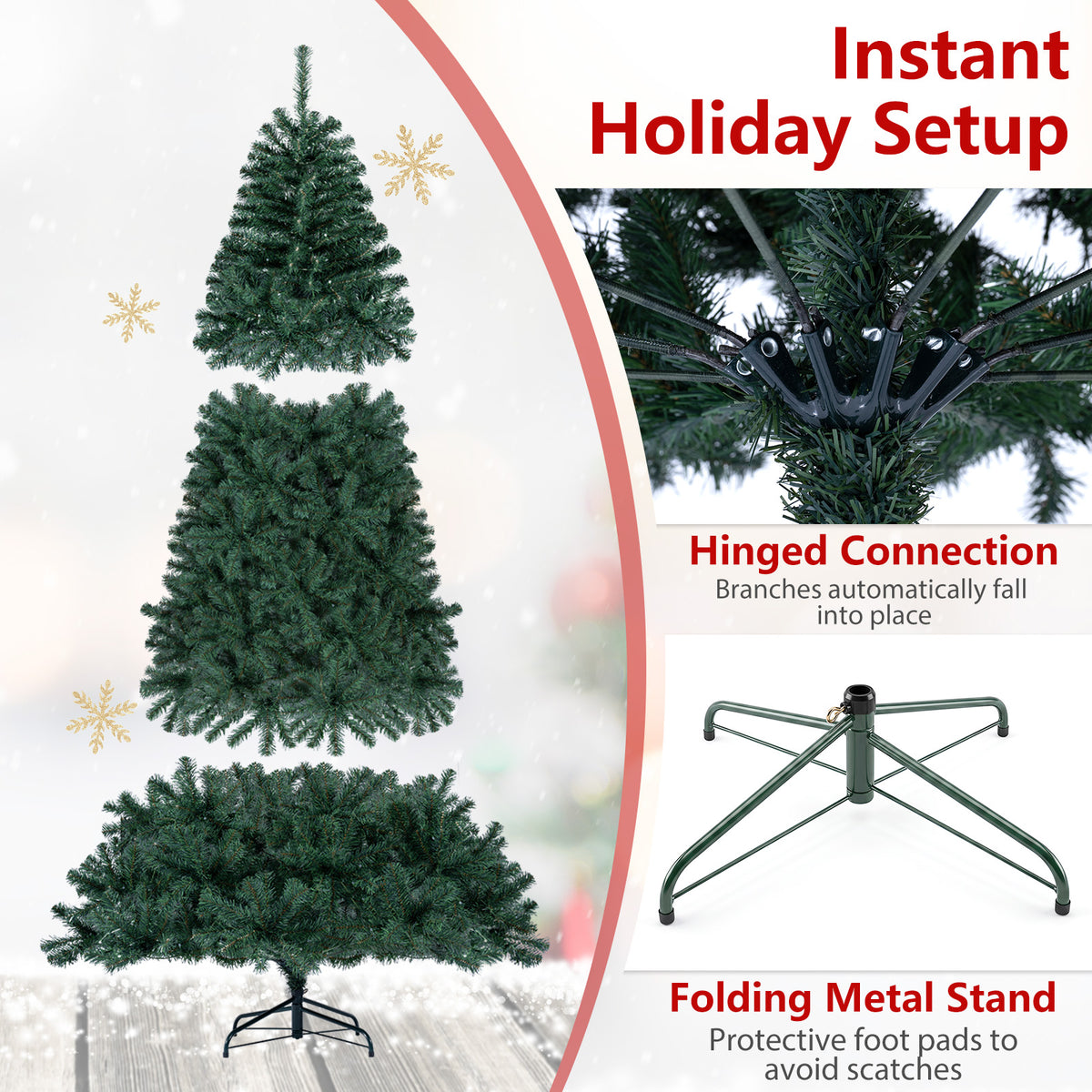225/180cm Pre-lit Christmas Tree with 1542/1072 Branch Tips and 450/300 Multifunctional RGB Lights