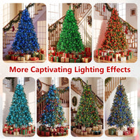 225/180cm Pre-lit Christmas Tree with 1542/1072 Branch Tips and 450/300 Multifunctional RGB Lights