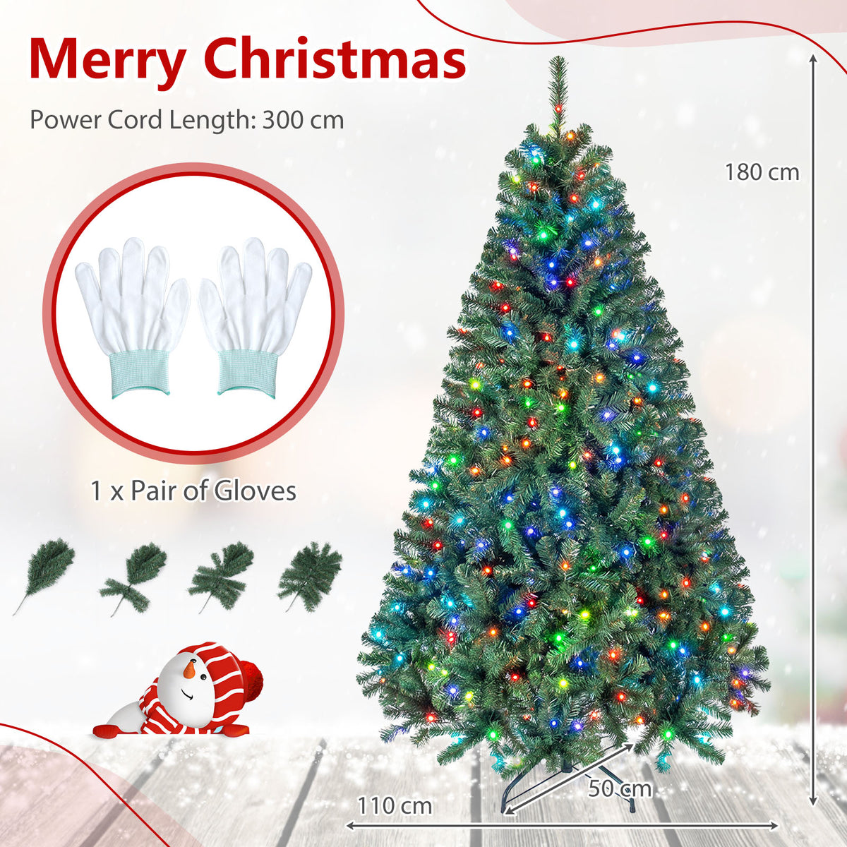 225/180cm Pre-lit Christmas Tree with 1542/1072 Branch Tips and 450/300 Multifunctional RGB Lights