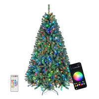 225/180cm Pre-lit Christmas Tree with 1542/1072 Branch Tips and 450/300 Multifunctional RGB Lights