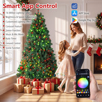 225/180cm Pre-lit Christmas Tree with 1542/1072 Branch Tips and 450/300 Multifunctional RGB Lights