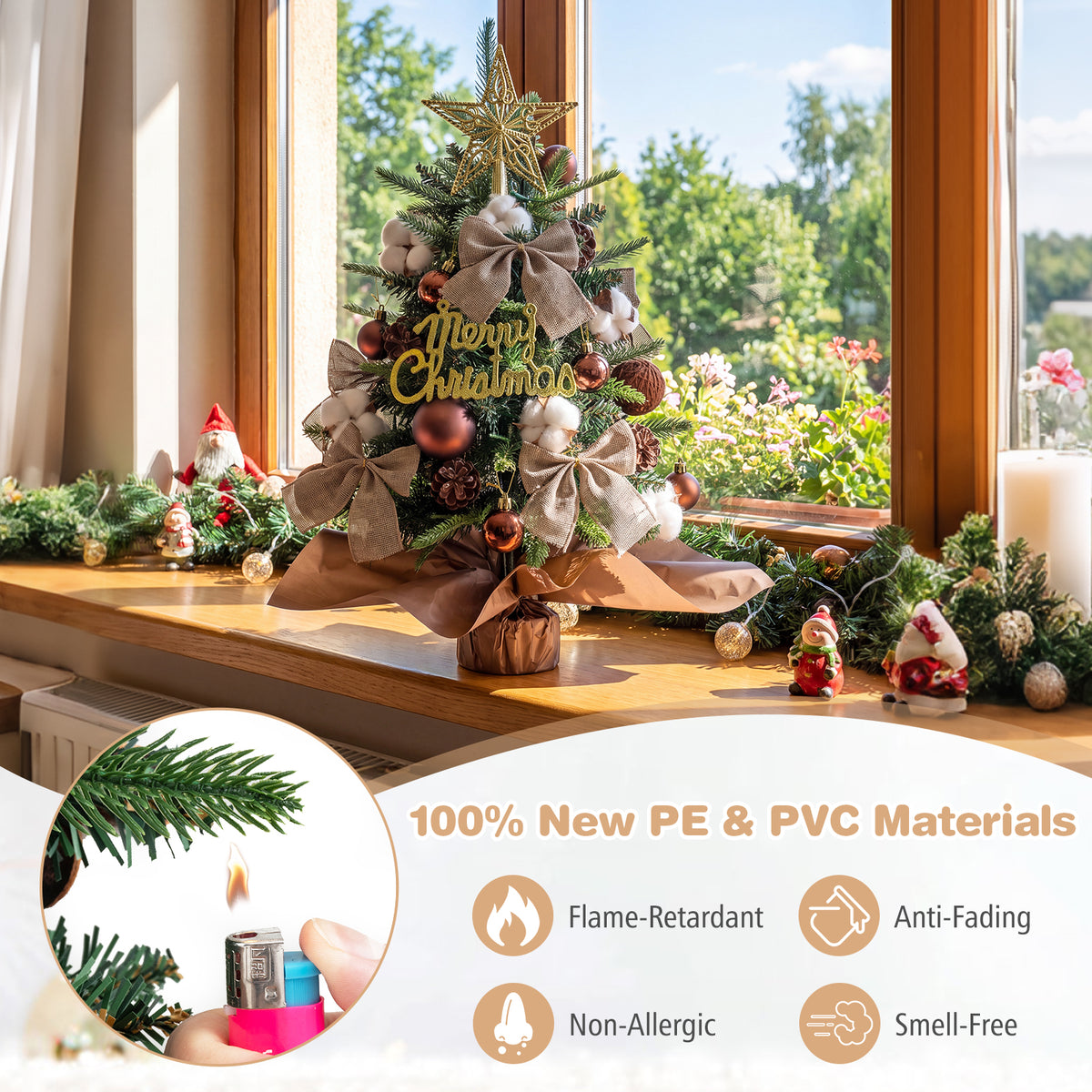 60 cm Tabletop Christmas Tree with Ornaments
