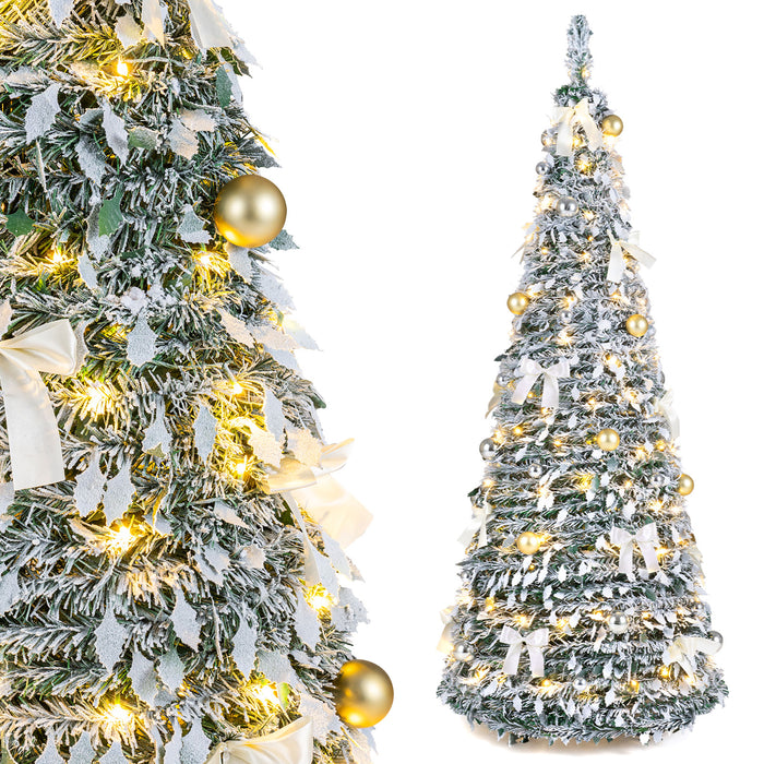 150/180cm Pre-Lit Pop Up Christmas Tree w/ 140 Warm White LED Lights