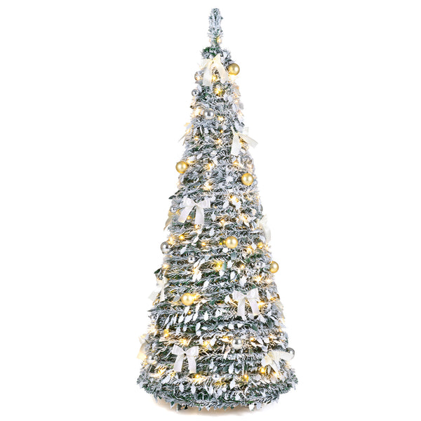 150/180cm Pre-Lit Pop Up Christmas Tree w/ 140 Warm White LED Lights