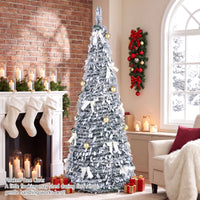 150/180cm Pre-Lit Pop Up Christmas Tree w/ 140 Warm White LED Lights