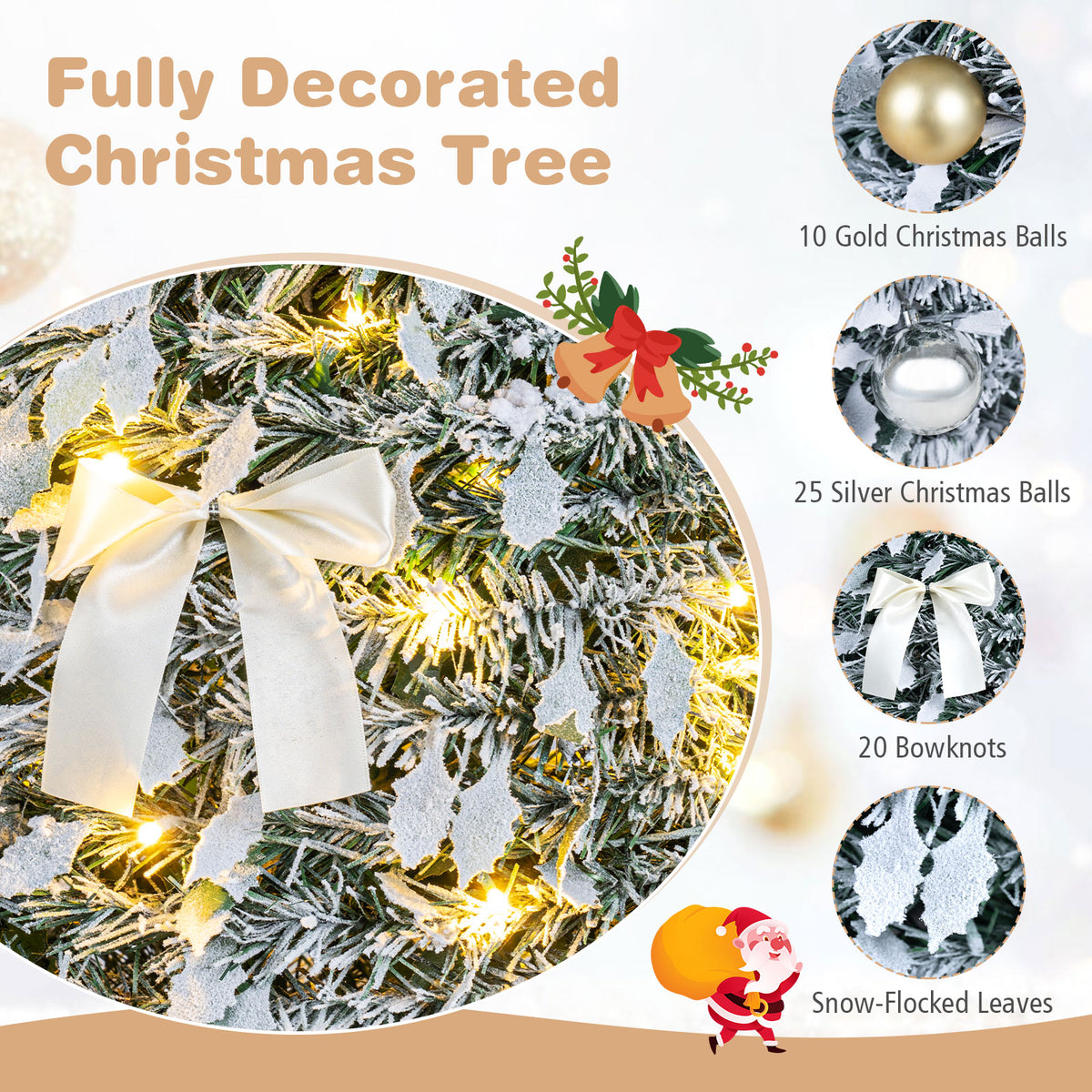 150/180cm Pre-Lit Pop Up Christmas Tree w/ 140 Warm White LED Lights