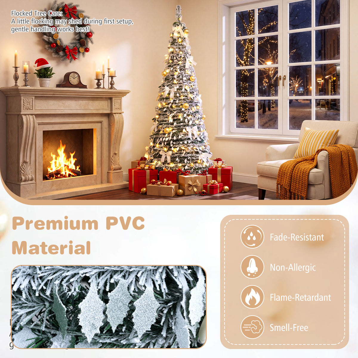 150/180cm Pre-Lit Pop Up Christmas Tree w/ 140 Warm White LED Lights