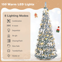 150/180cm Pre-Lit Pop Up Christmas Tree w/ 140 Warm White LED Lights