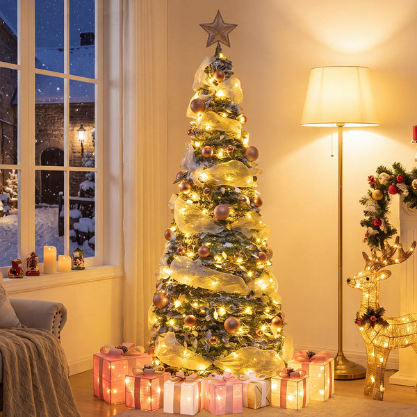 180cm Pre-Lit Pop up Christmas Tree w/ 140 LED Lights