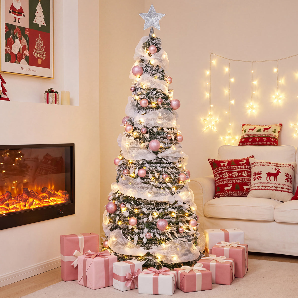 180cm Pre-Lit Pop up Christmas Tree w/ 140 LED Lights