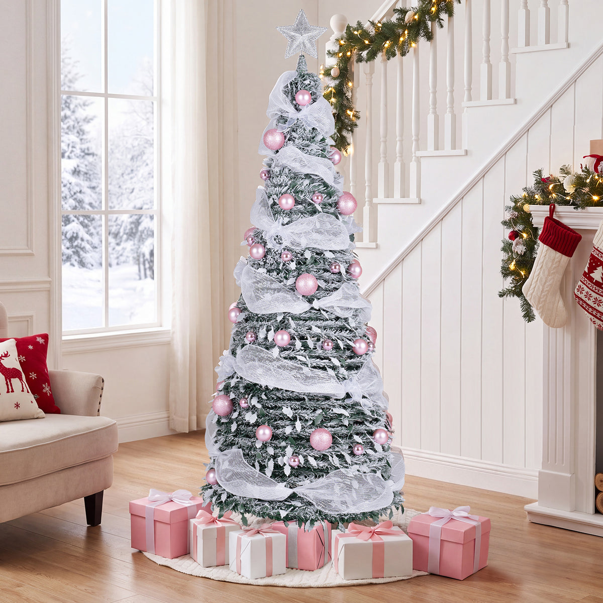 180cm Pre-Lit Pop up Christmas Tree w/ 140 LED Lights