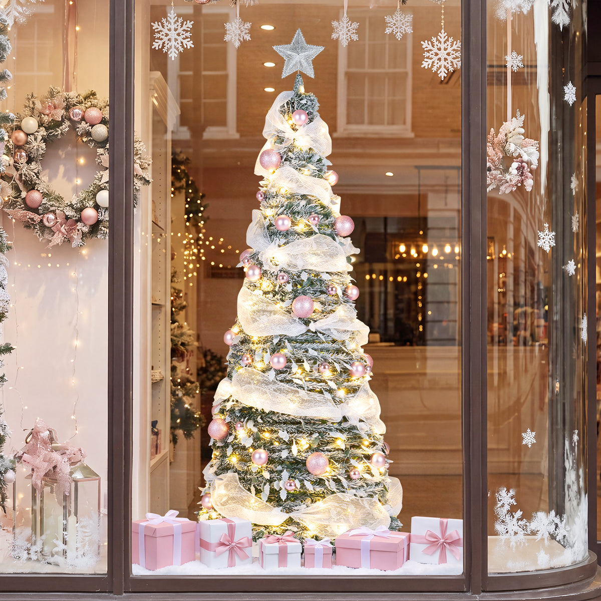 180cm Pre-Lit Pop up Christmas Tree w/ 140 LED Lights