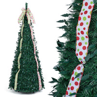 1.8M/2.1M Artificial Christmas Tree with Tree Topper Bow and 4 Ribbons
